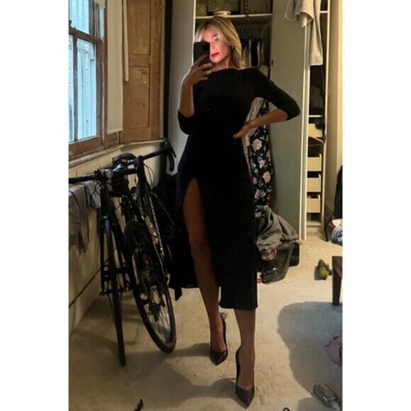 REFORMATION Belmont Knit Dress in Black Size Small - Picture 1 of 11